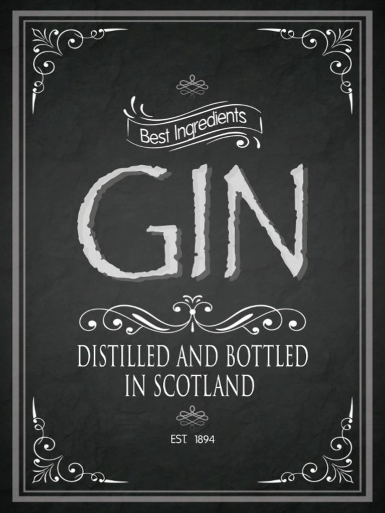 Holzschild 40x30 cm Alkohol Gin best ingredients scotland