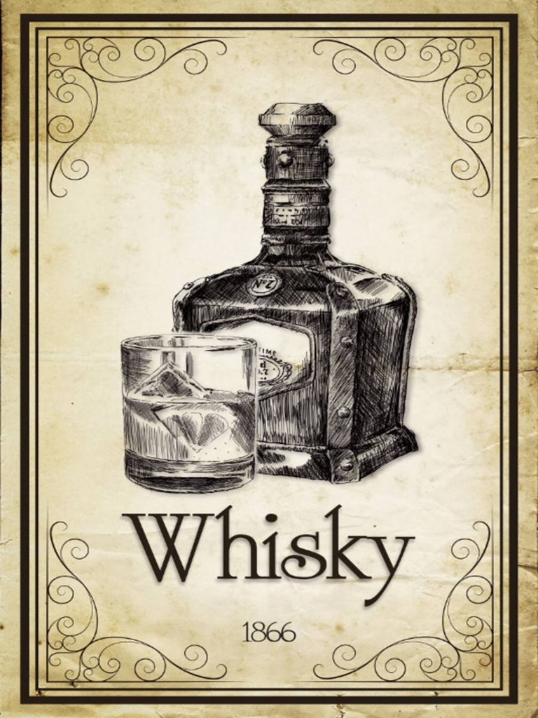 [LA-1791145-H] Holzschild 40x30 cm Alkohol 1866 Whisky Retro