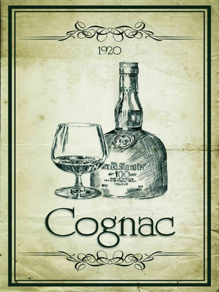 Holzschild 40x30 cm Alkohol 1920 Cognac Retro