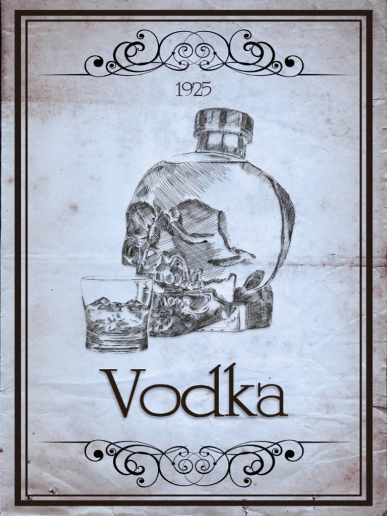 Holzschild 40x30 cm Alkohol 1925 Vodka Totenkopf