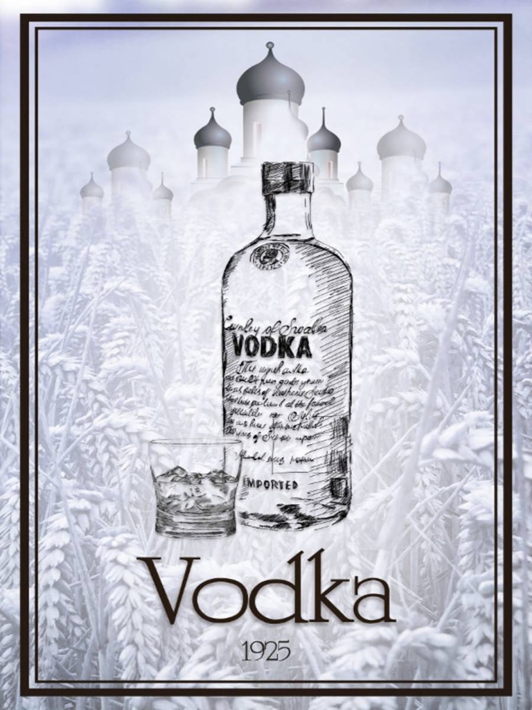 Holzschild 40x30 cm Alkohol 1925 Vodka imported