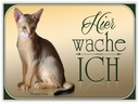 Holzschild 30x40 cm Katze Abessinier Katze hier wache ich