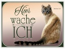 Holzschild 30x40 cm Katze American Curl hier wache ich
