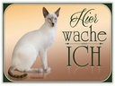Holzschild 30x40 cm Katze Balinesenkatze hier wache ich