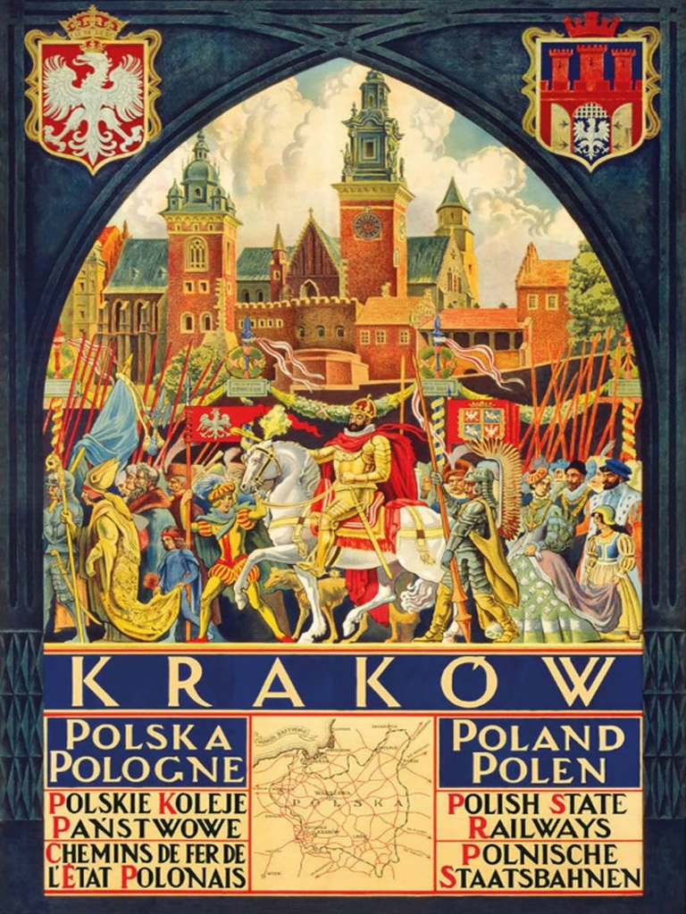 Holzschild 40x30 cm Polen Krakow Polska Pologne
