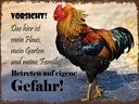 Holzschild 30x40 cm Huhn Vorsicht das mein Haus