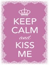 Holzschild 40x30 cm Keep Calm and kiss me Krone