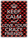 Holzschild 40x30 cm Keep Calm and love crazy friends