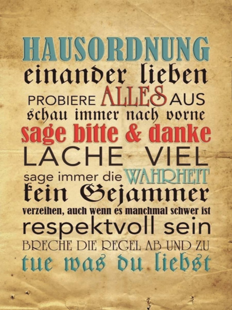 Holzschild 40x30 cm Hausordnung sage bitte danke