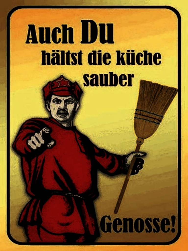 Holzschild 40x30 cm Du hältst Küche sauber Genosse