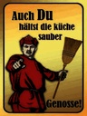 Holzschild 40x30 cm Du hältst Küche sauber Genosse