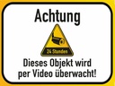 Holzschild 30x40 cm Achtung Objekt videoüberwacht