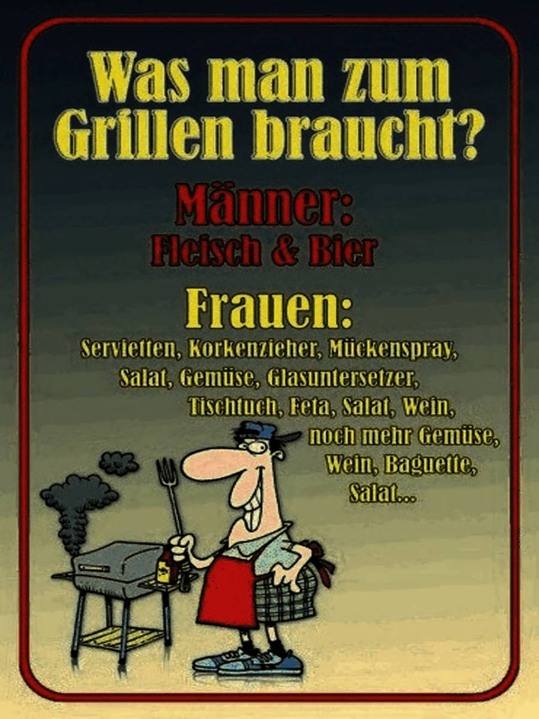 Holzschild 40x30 cm Grillen Männer Fleisch Bier