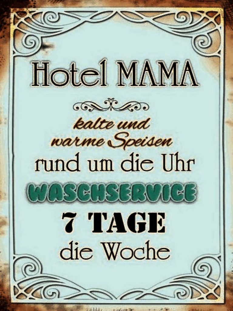 Holzschild 40x30 cm Hotel Mama 7 Tage die Woche