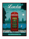 Holzschild 40x30 cm London red Telephone England Telefon