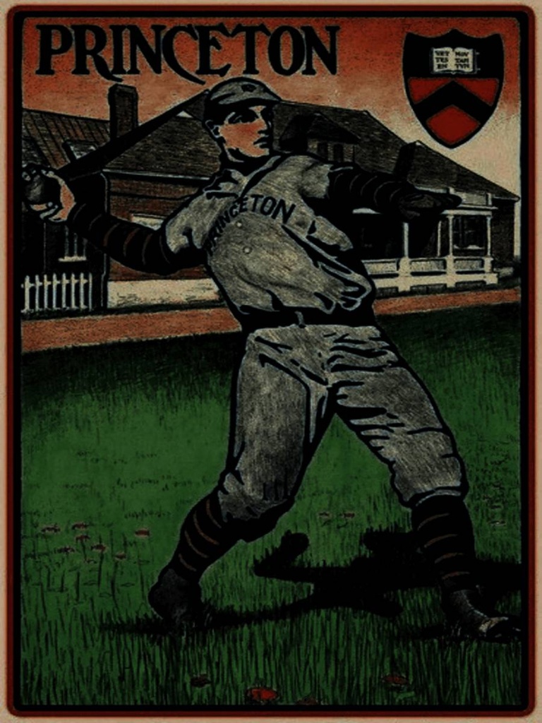 Holzschild 40x30 cm Retro Princeton Baseball