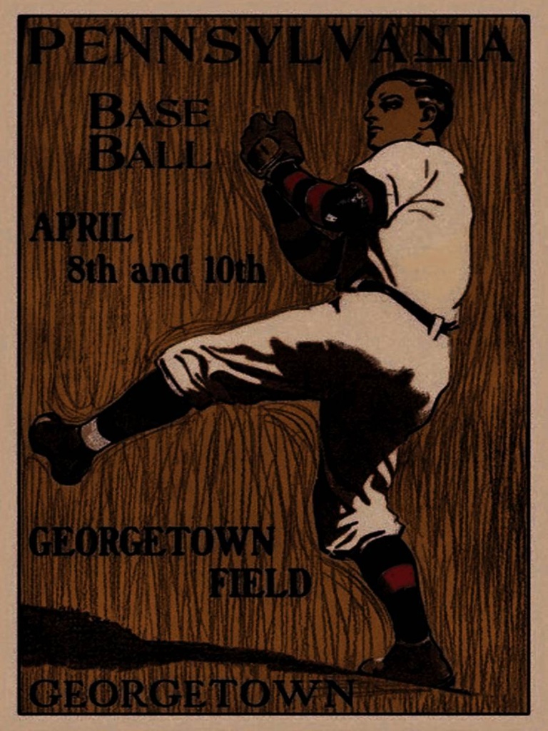 Holzschild 40x30 cm Retro Pennsylvania Baseball April 8th