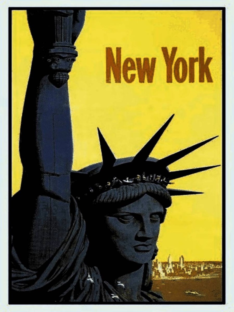 Holzschild 40x30 cm Retro New York Statue of Liberty