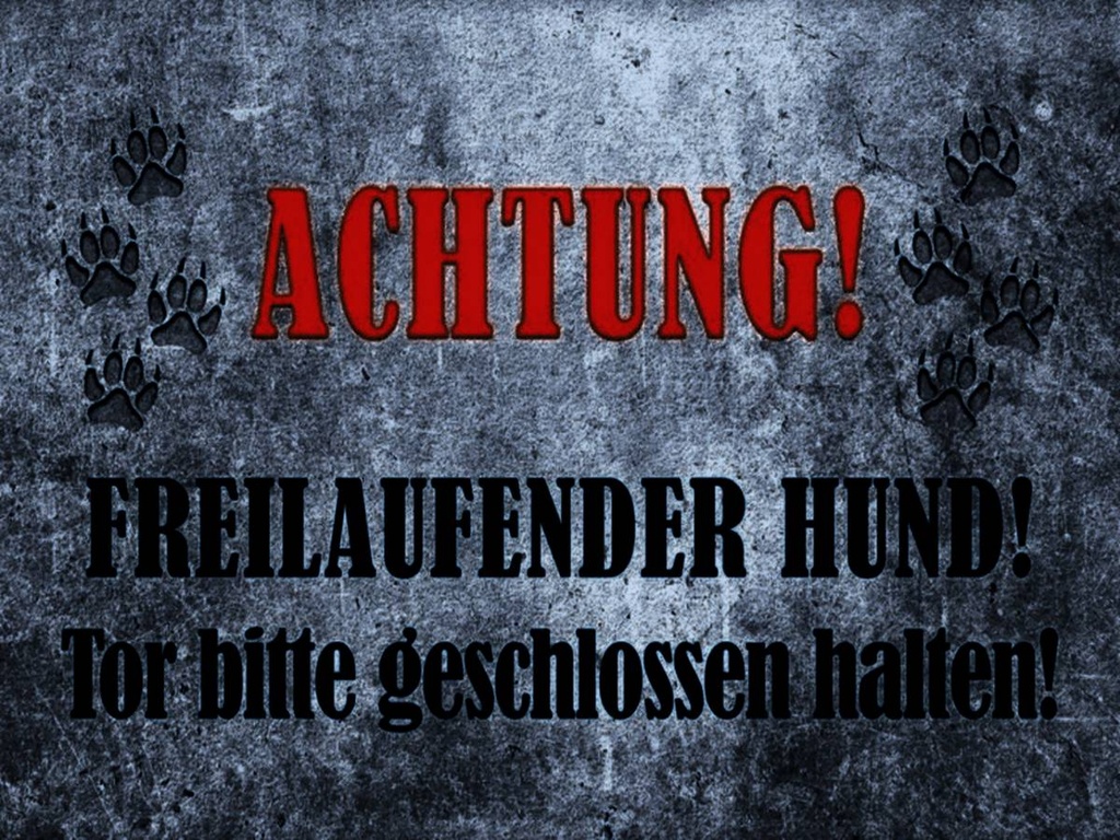 Holzschild 30x40 cm Achtung freilaufender Hund