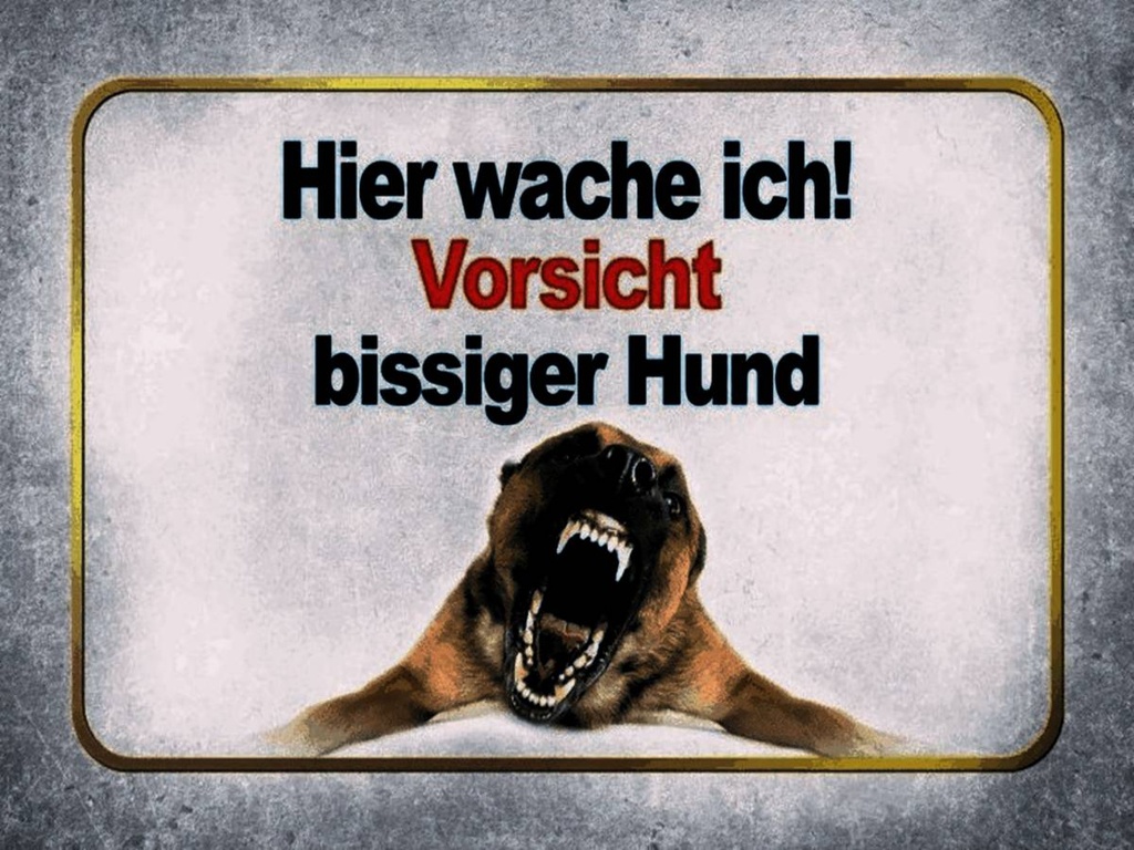 Holzschild 30x40 cm Vorsicht bissiger Hund