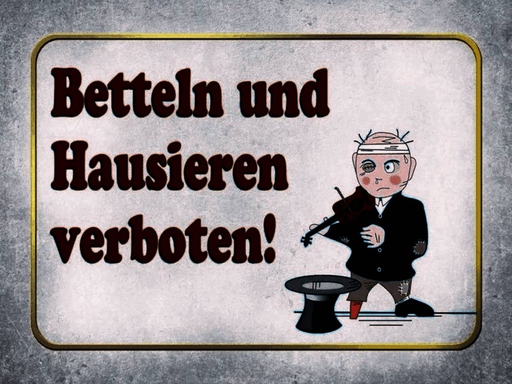 [LA-1791324-H] Holzschild 30x40 cm betteln Hausieren verboten