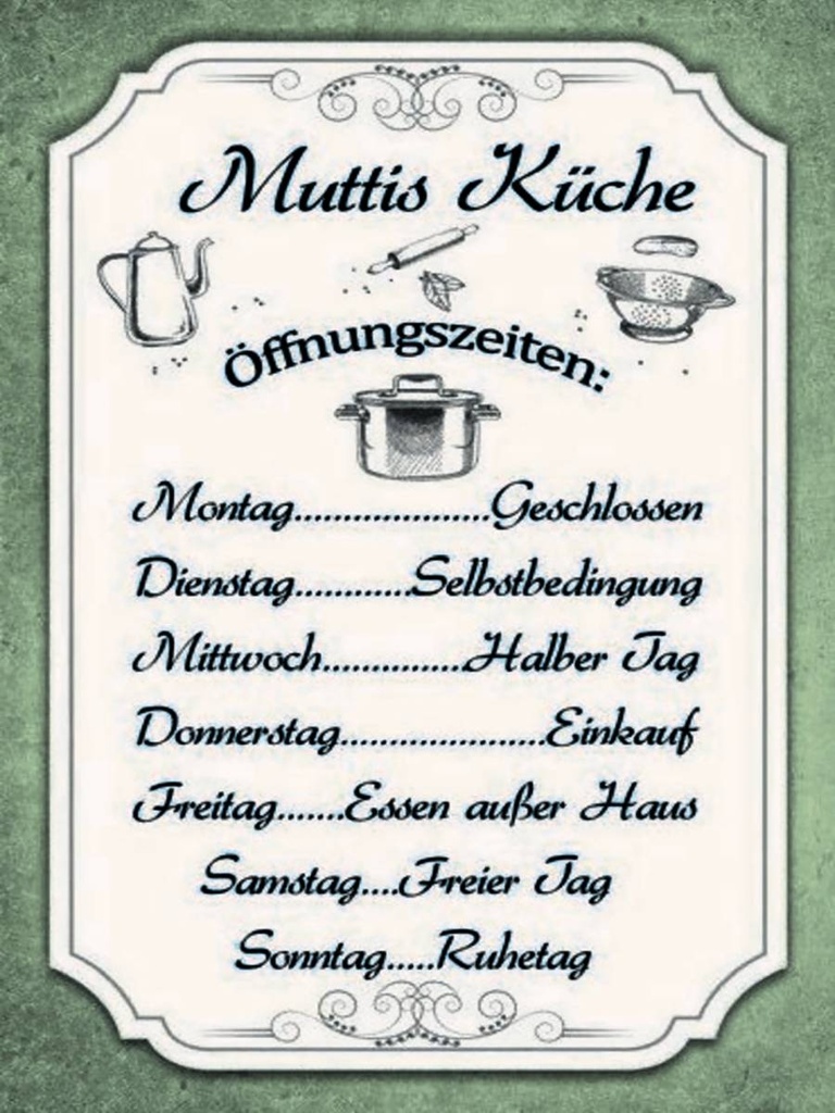 Holzschild 40x30 cm Muttis Küche Öffnungszeiten