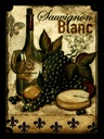 Holzschild 40x30 cm Stillleben Sauvignon Blanc Wein