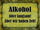 Holzschild 30x40 cm Alkohol tötet langsam aber wir