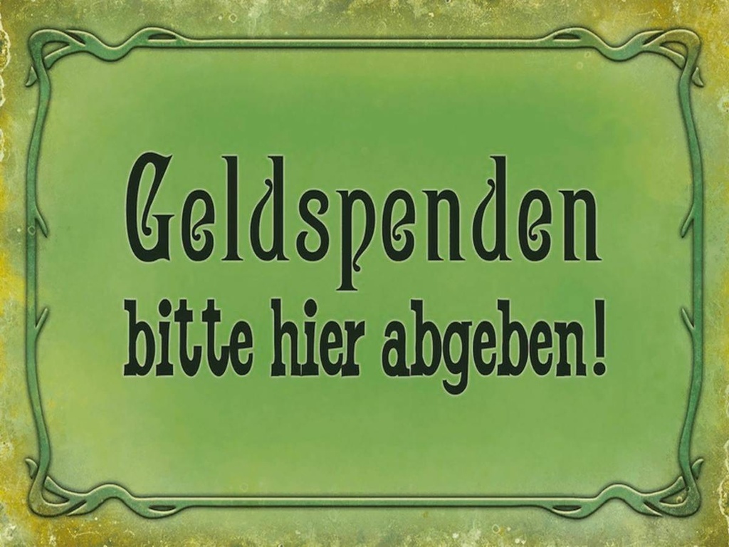 Holzschild 30x40 cm Geldspendenbitte hier abgeben