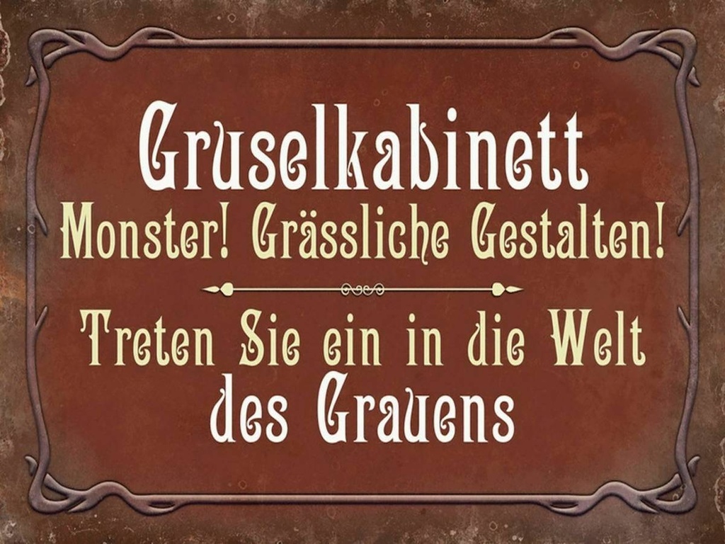 Holzschild 30x40 cm Gruselkabinett Treten Sie ein