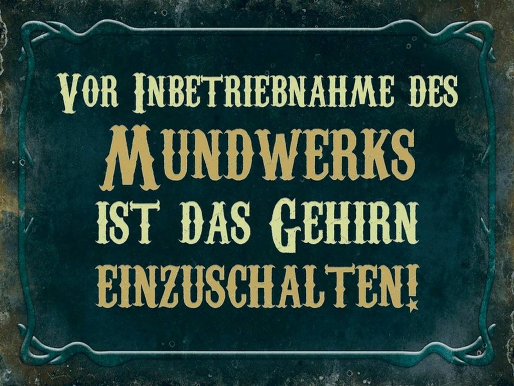 Holzschild 30x40 cm Vor Inbetriebnahme des Mundwerks
