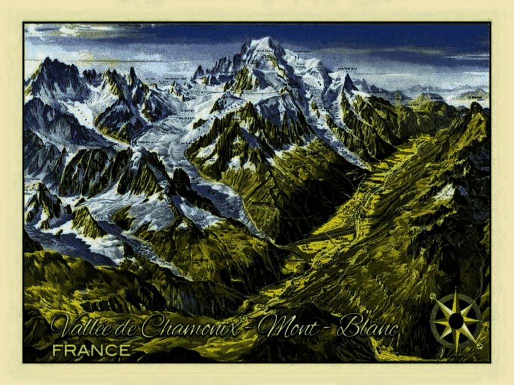 Holzschild 30x40 cm France Vallee de Chamonix Mont Blanc