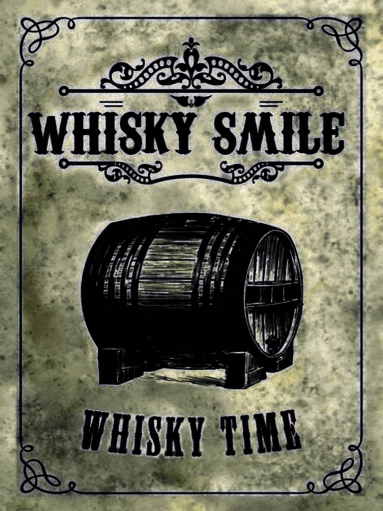 Holzschild 40x30 cm Alkohol Whisky Smile Whisky Time