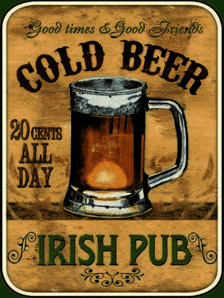 Holzschild 40x30 cm Bier Irish Pub gold beer good times