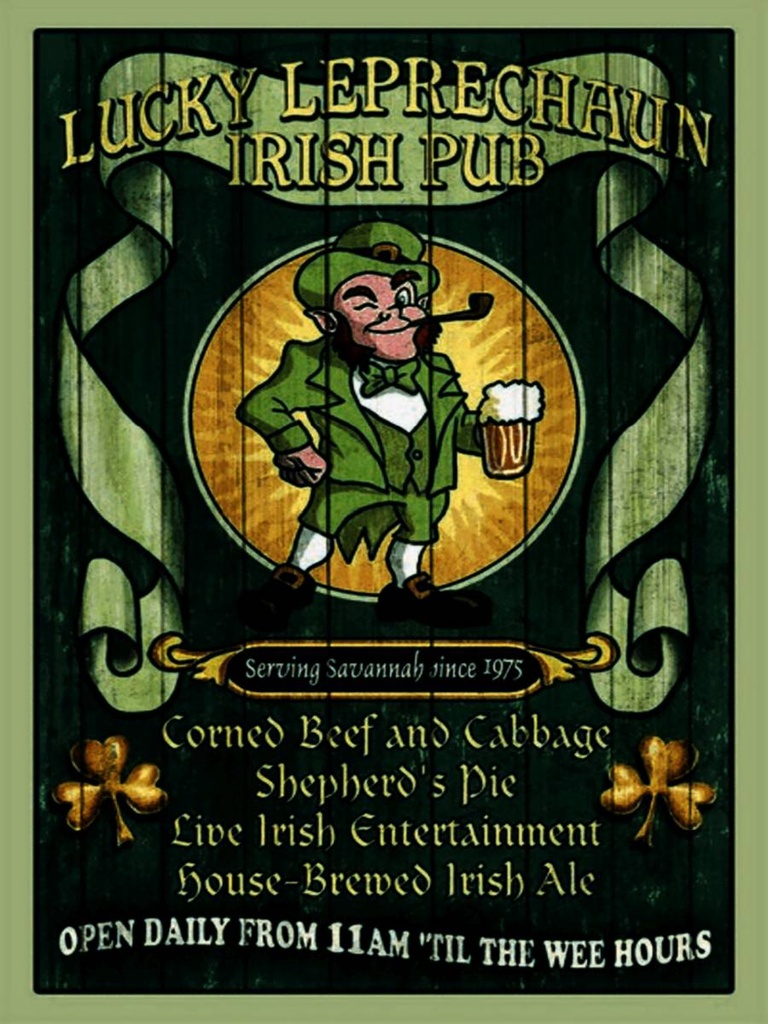 Holzschild 40x30 cm Bier Irish Pub open daily from 11am