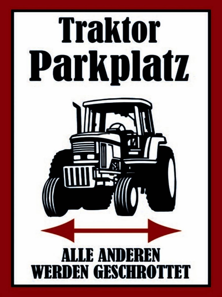 Holzschild 40x30 cm Parken Traktor Parkplatz links rechts