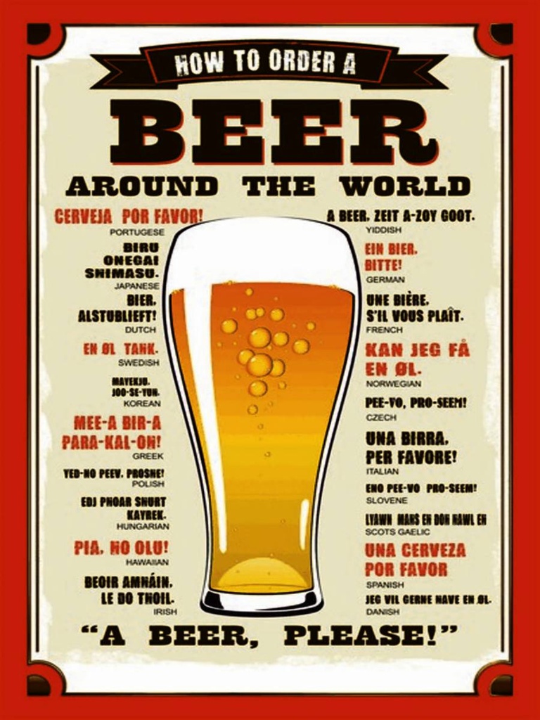 Holzschild 40x30 cm Bier Beer around the world beer please