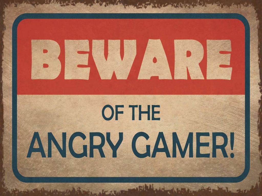 Holzschild 30x40 cm beware of the angry gamer