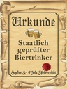 Holzschild 40x30 cm Bier Urkunde geprüfter Biertrinker
