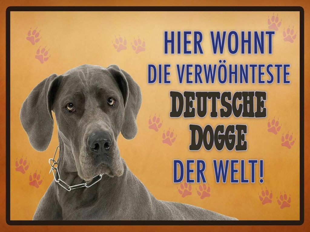 Holzschild 30x40 cm Hund hier wohnt Deutsche Dogge