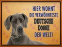 Holzschild 30x40 cm Hund hier wohnt Deutsche Dogge