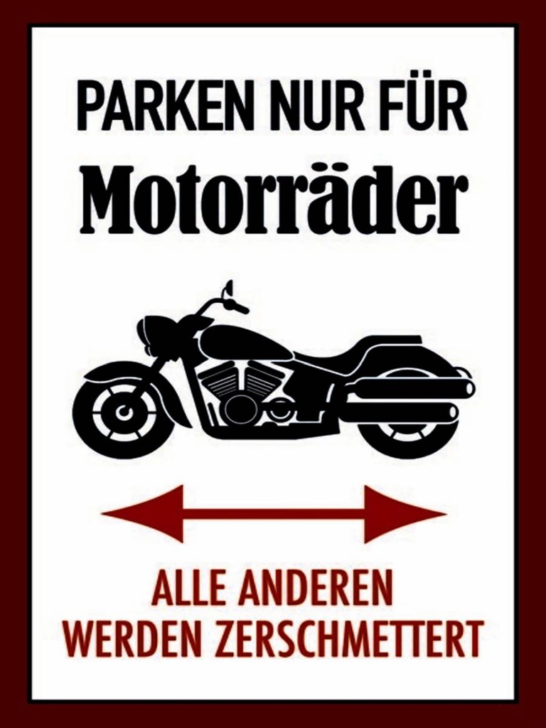 Holzschild 40x30 cm Parken nur für Motorräder alle anderen