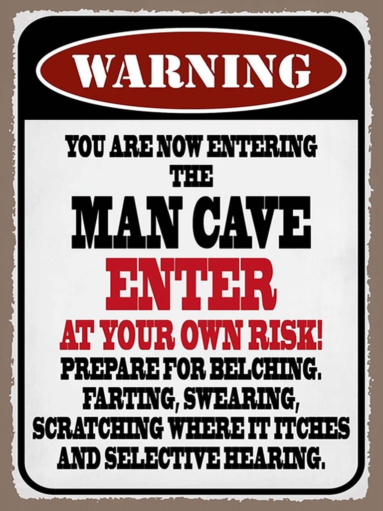 Holzschild 40x30 cm warning man cave enter at your risk