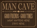 Holzschild 30x40 cm man cave good friends good times