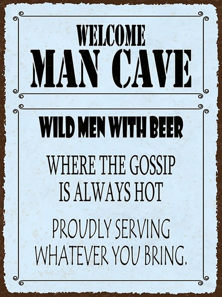 Holzschild 40x30 cm welcome man cave wild men with Beer