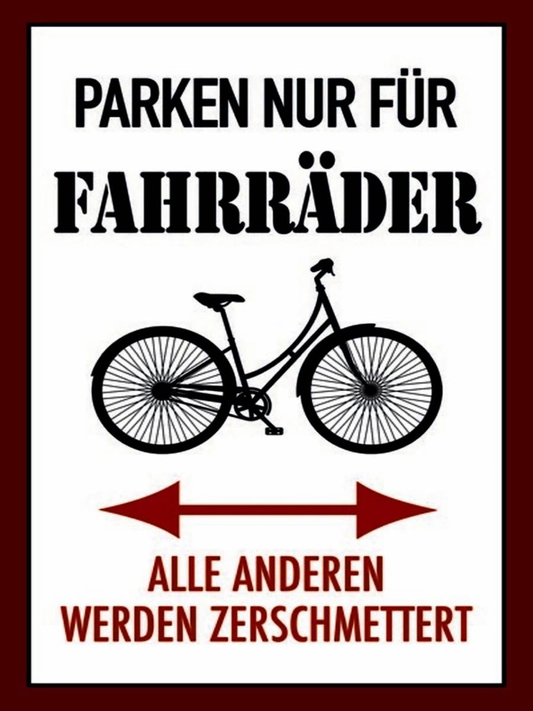 Holzschild 40x30 cm Parken nur für Fahrräder alle anderen