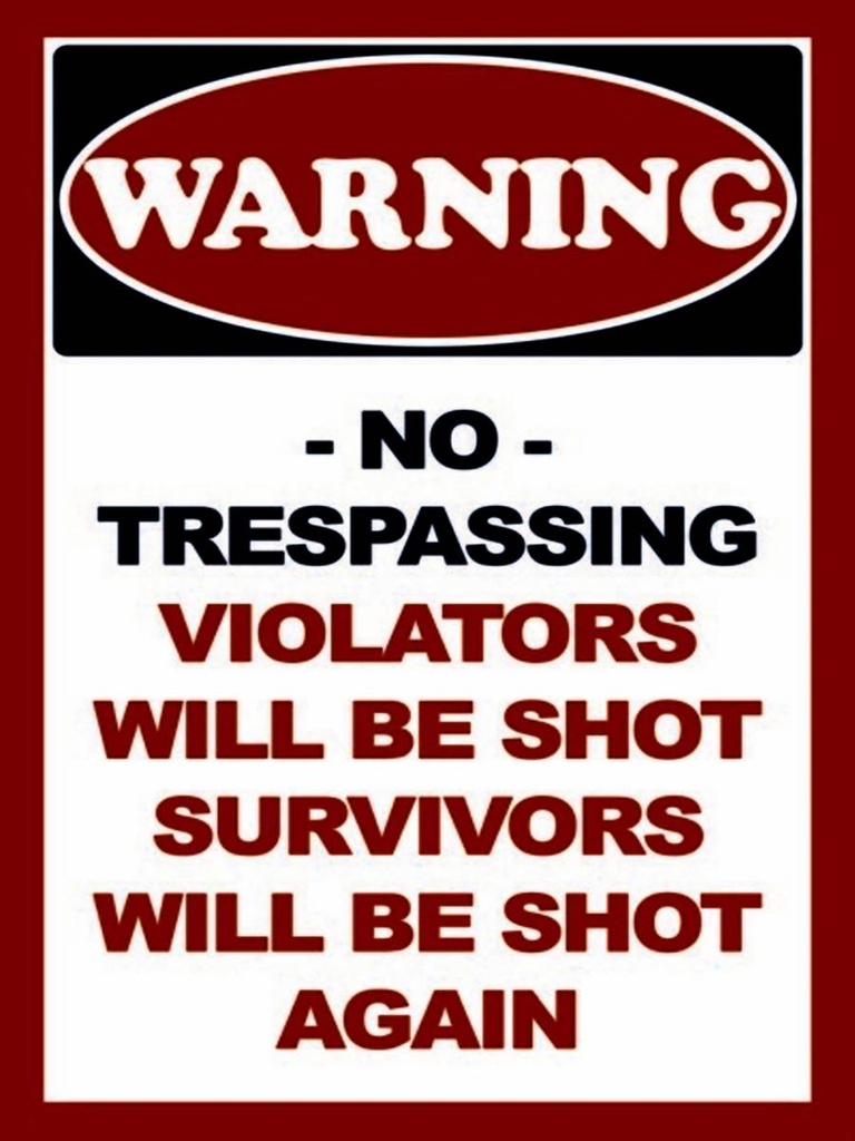 Holzschild 40x30 cm Warning no trespadding