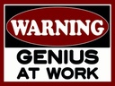 Holzschild 30x40 cm Warning Genius at work