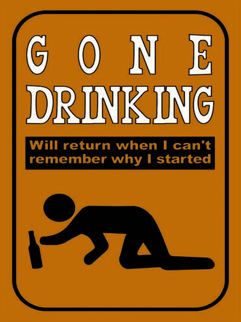 Holzschild 40x30 cm Alkohol gone drinking will return when