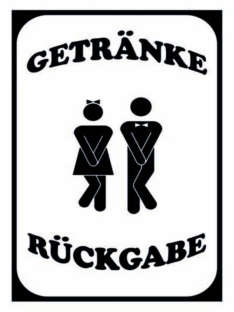 Holzschild 40x30 cm Getränke Rückgabe WC lustig